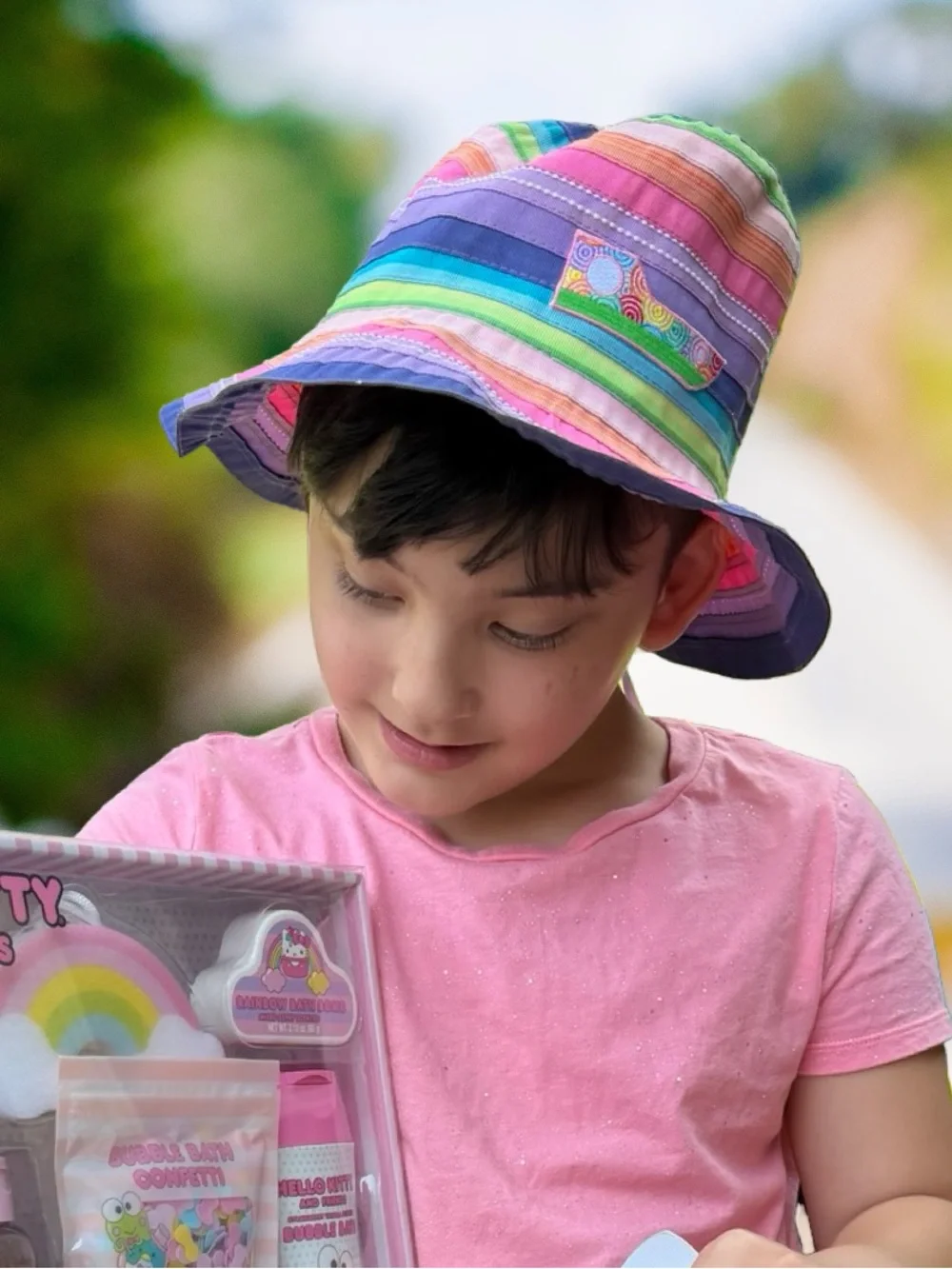 Wallaroo Kids Lids Rainbow Striped Sun Hat - Multicolor